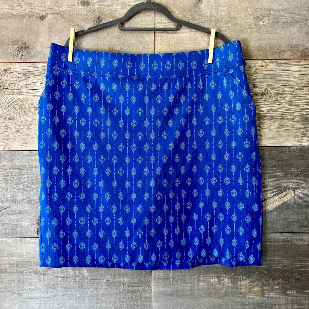 Duluth Trading Co NWOT NoGA Naturale Cotton Skort XL Blue Geo Golf Pickleball